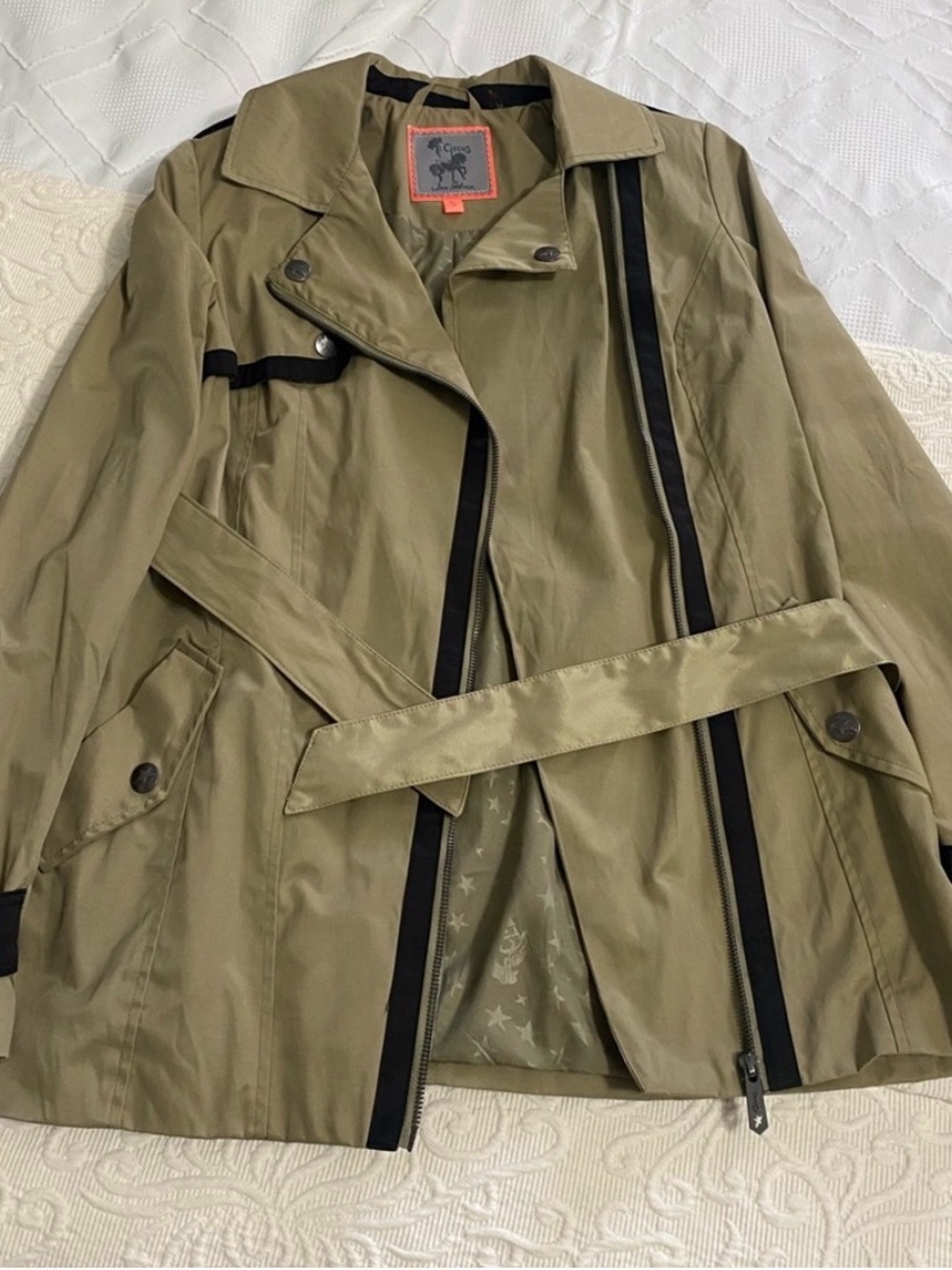 Sam Edelman Tan Trench Coat with Black Trim